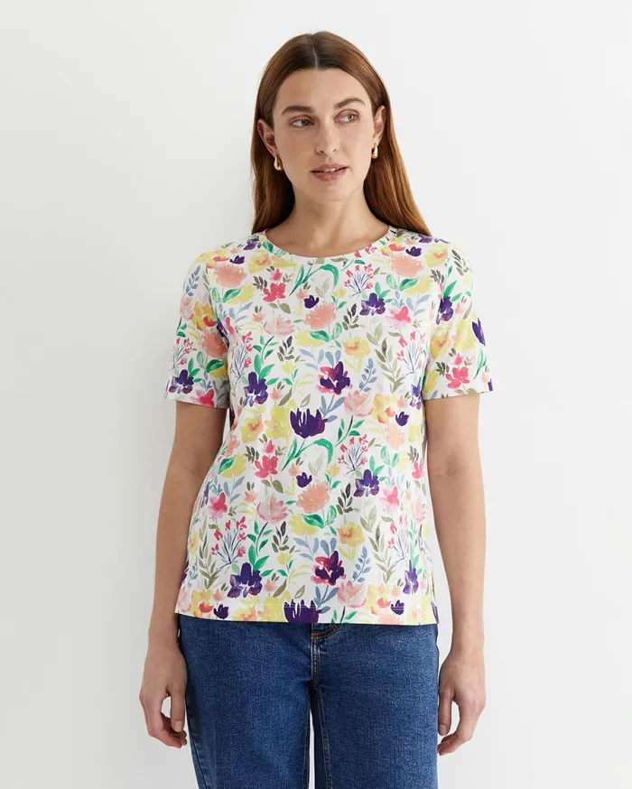 Women Sportscraft Tops and Tees Lou Mercerised Tee White Multi