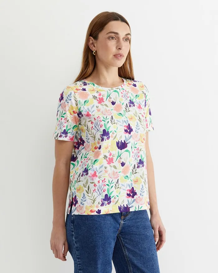 Women Sportscraft Tops and Tees Lou Mercerised Tee White Multi