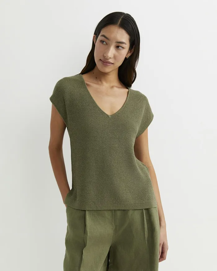Women Sportscraft Tops and Tees Luisa VNeck Knit Top Khaki