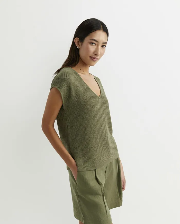 Women Sportscraft Tops and Tees Luisa VNeck Knit Top Khaki