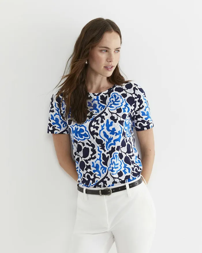 Women Sportscraft Tops and Tees Nur Short Sleeve Mercerised Tee Blue Multi
