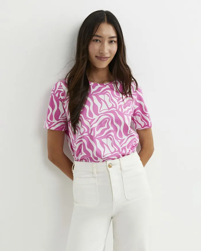 Women Sportscraft Tops and Tees Zola Short Sleeve Mercerised Tee Pinkwhite