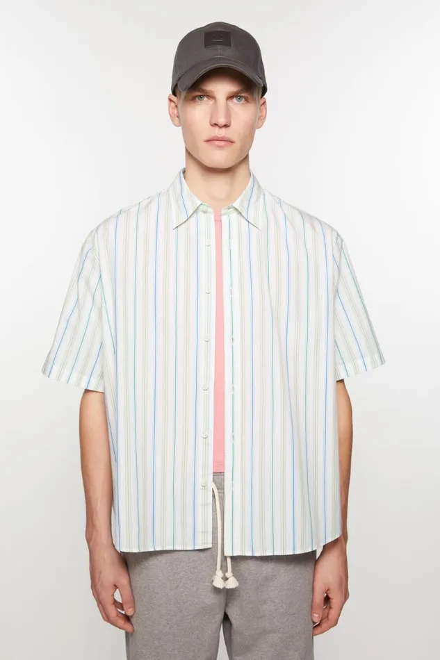 Women Stripe Buttonup Shirt Bluegreen Acne Studios Shirts and Blouses