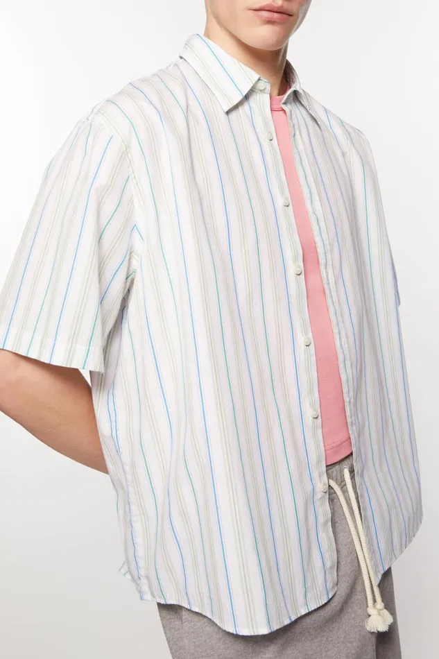 Women Stripe Buttonup Shirt Bluegreen Acne Studios Shirts and Blouses