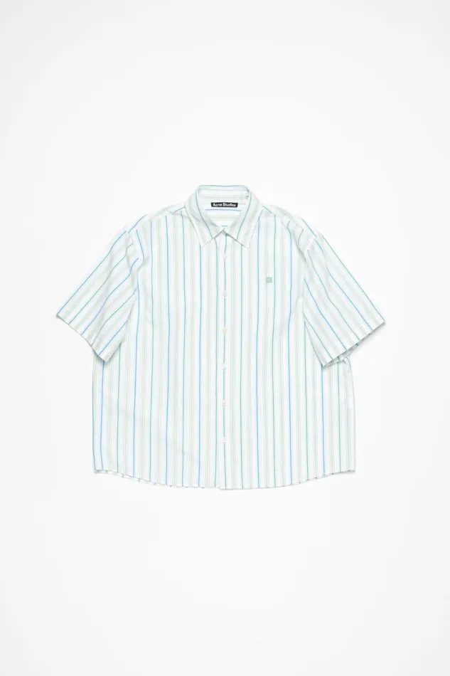 Women Stripe Buttonup Shirt Bluegreen Acne Studios Shirts and Blouses
