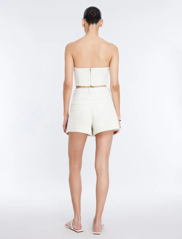 Women Suiting BCBG Tweed Crop Top Gardenia