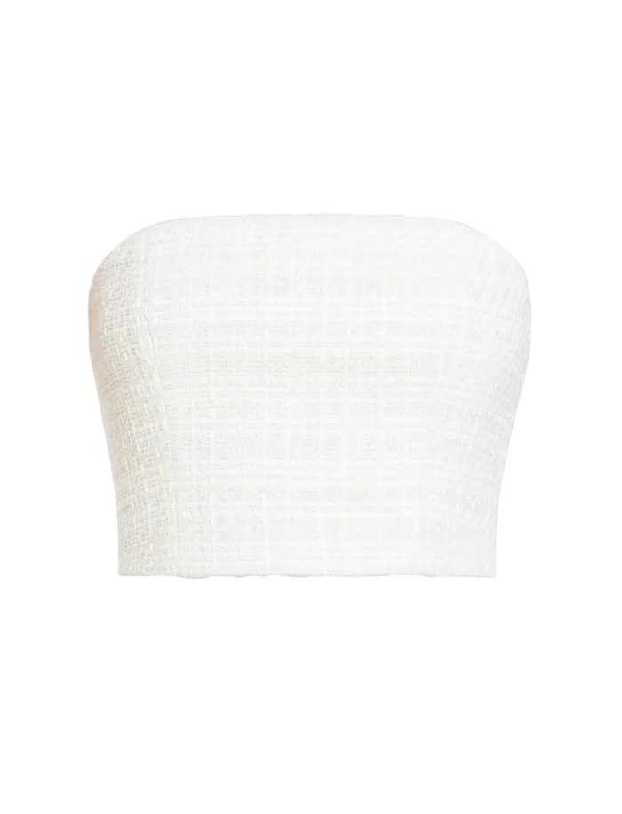 Women Suiting BCBG Tweed Crop Top Gardenia
