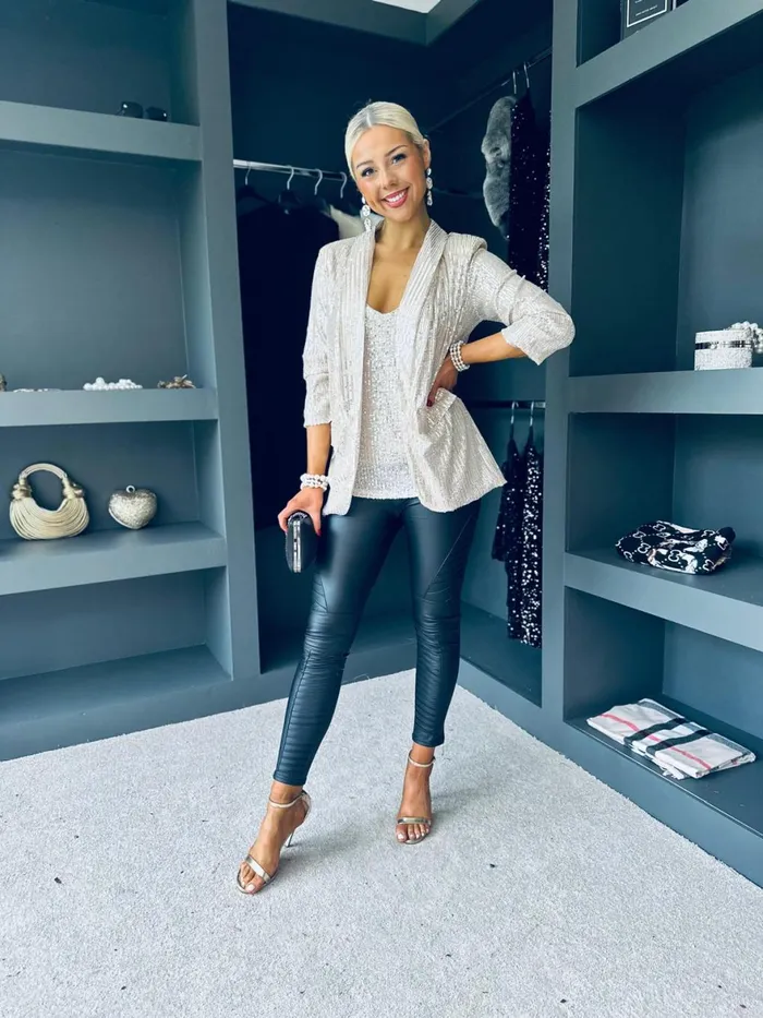 Women Suits and Blazers Canella Lane Kylie Full Sequin Detail Blazer