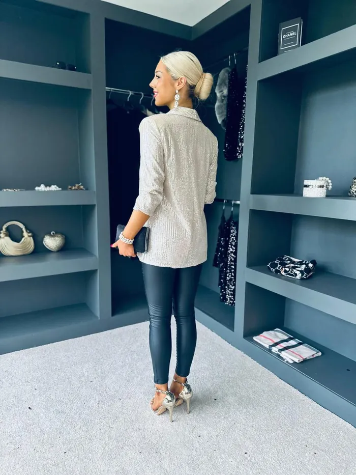 Women Suits and Blazers Canella Lane Kylie Full Sequin Detail Blazer