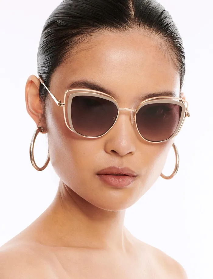 Women Sunglasses BCBG GoldTaupe Cat Eye Sunglasses Light Goldtaupe
