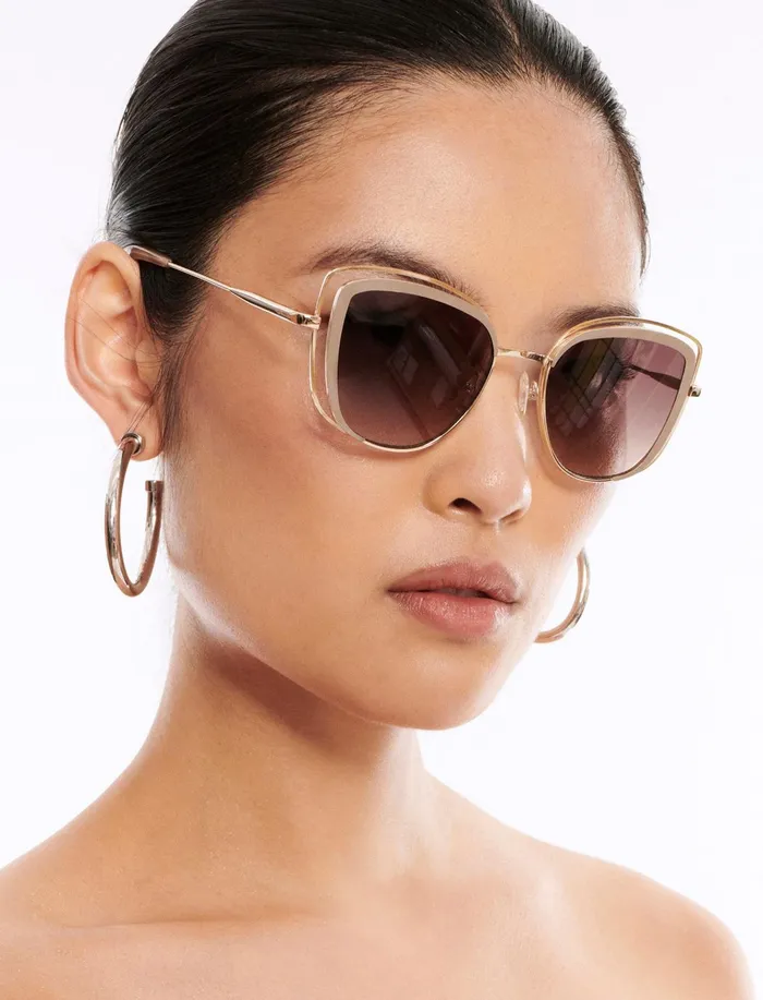 Women Sunglasses BCBG GoldTaupe Cat Eye Sunglasses Light Goldtaupe