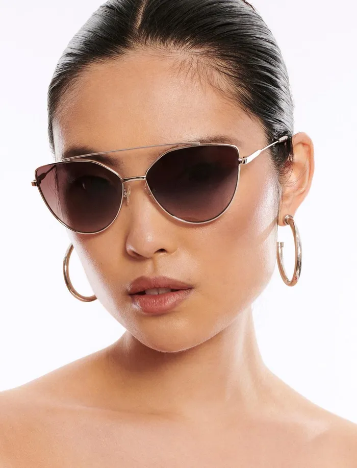 Women Sunglasses BCBG SilverBrown Aviator Sunglasses Silverbrown