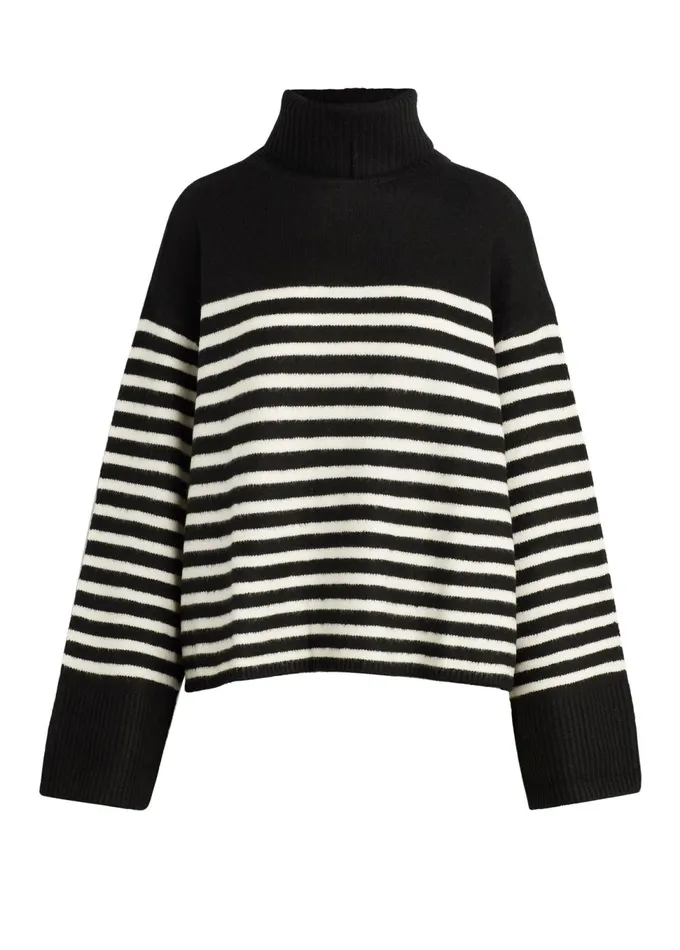 Women Sweaters Joe039s Jeans THE PENELOPE STRIPE SWEATER Black White Stripe