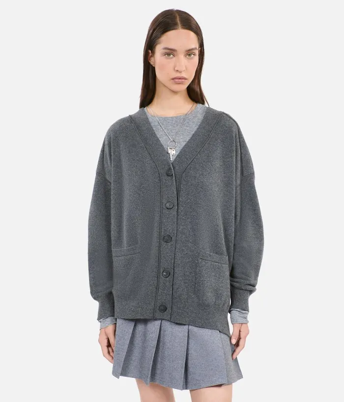 Women Sweaters THE KOOPLES Grey Cashmere Cardigan Women Sweaters THE KOOPLES Grey Cashmere Cardigan