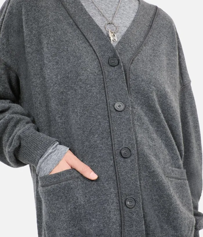 Women Sweaters THE KOOPLES Grey Cashmere Cardigan Women Sweaters THE KOOPLES Grey Cashmere Cardigan