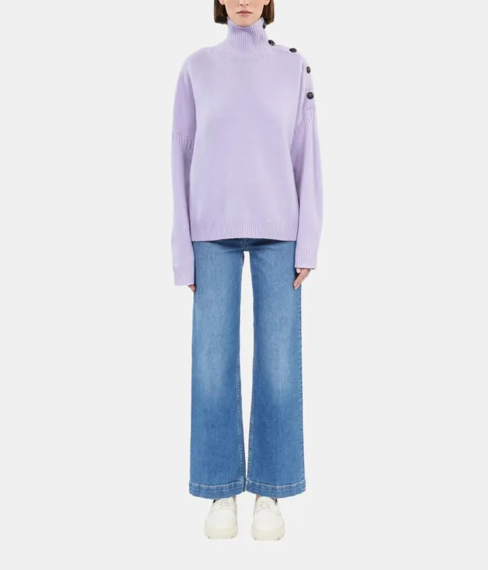 Women Sweaters THE KOOPLES Purple Wool And Cashmere Sweater With Buttons