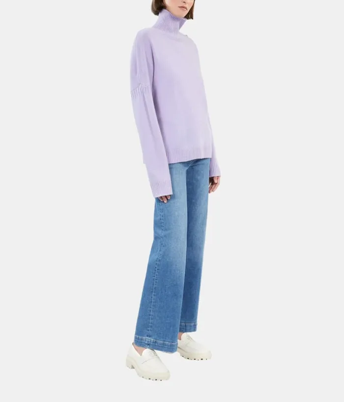 Women Sweaters THE KOOPLES Purple Wool And Cashmere Sweater With Buttons Women Sweaters THE KOOPLES Purple Wool And Cashmere Sweater With Buttons