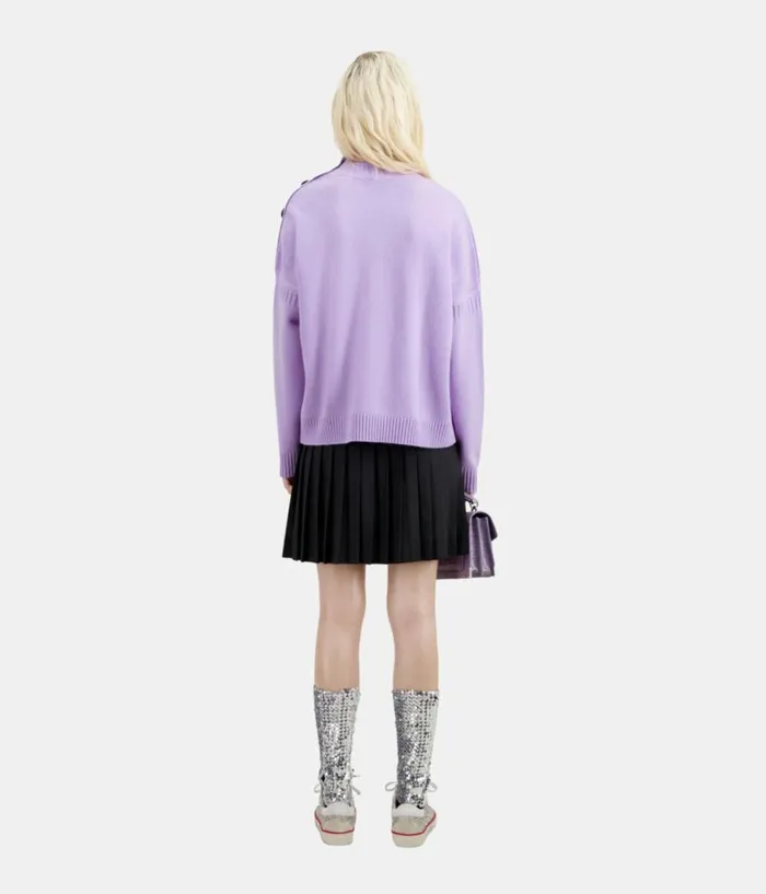 Women Sweaters THE KOOPLES Purple Wool And Cashmere Sweater With Buttons Women Sweaters THE KOOPLES Purple Wool And Cashmere Sweater With Buttons