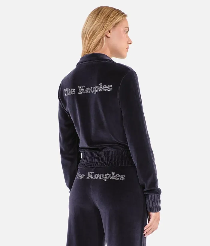 Women Sweatshirts THE KOOPLES Black Velvet Logo Sweatshirt Women Sweatshirts THE KOOPLES Black Velvet Logo Sweatshirt