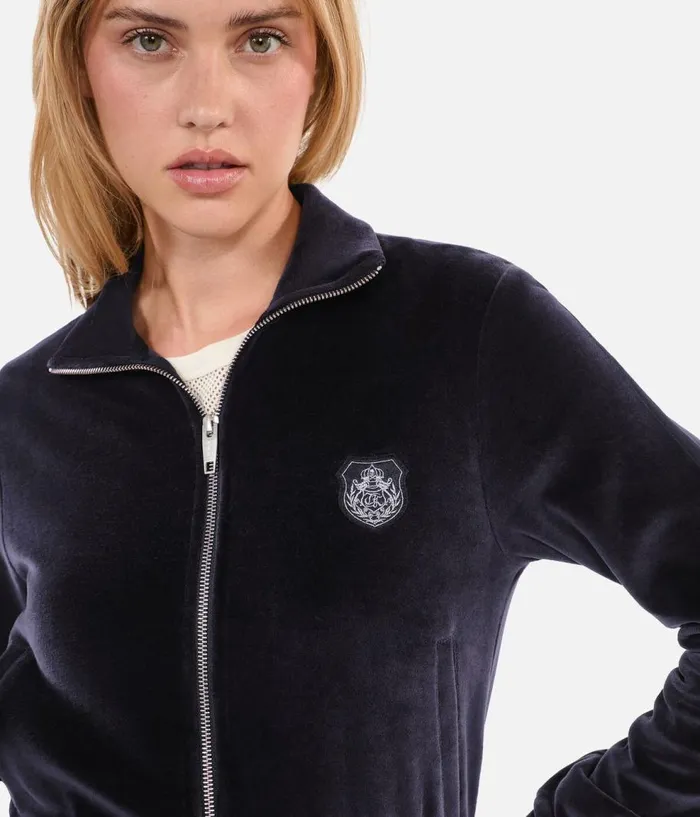 Women Sweatshirts THE KOOPLES Black Velvet Logo Sweatshirt Women Sweatshirts THE KOOPLES Black Velvet Logo Sweatshirt