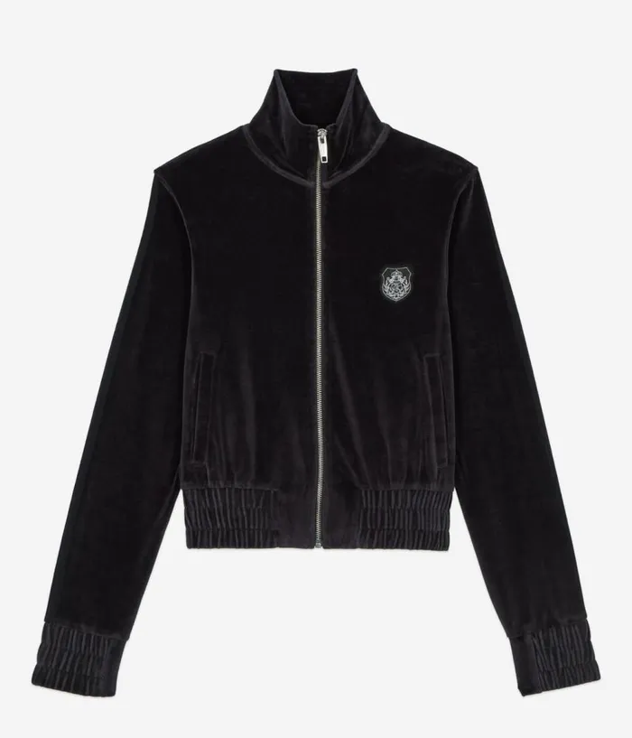 Women Sweatshirts THE KOOPLES Black Velvet Logo Sweatshirt Women Sweatshirts THE KOOPLES Black Velvet Logo Sweatshirt