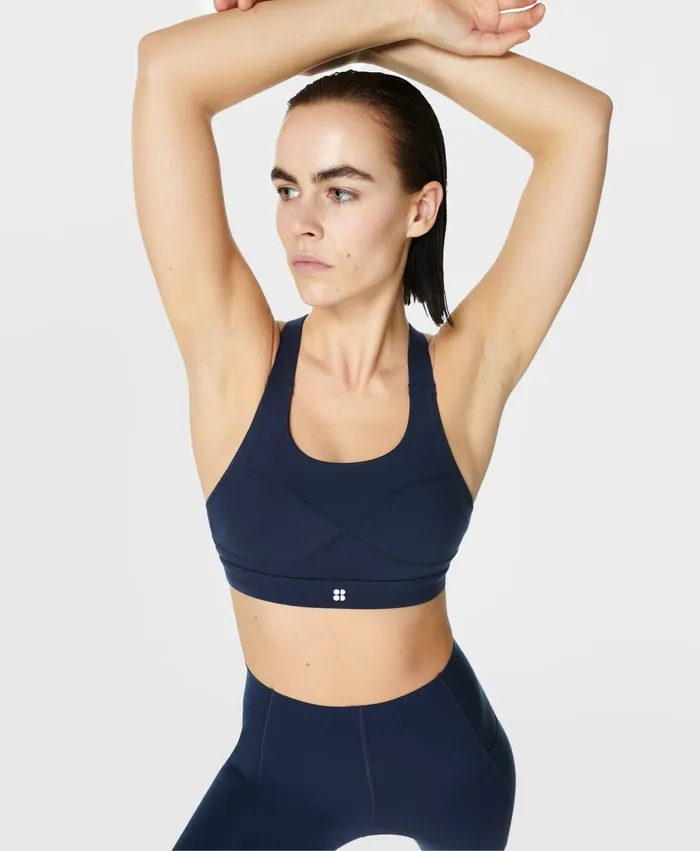 Women Sweaty Betty Power Medium Support Sports Bra Navy Blue Underwear