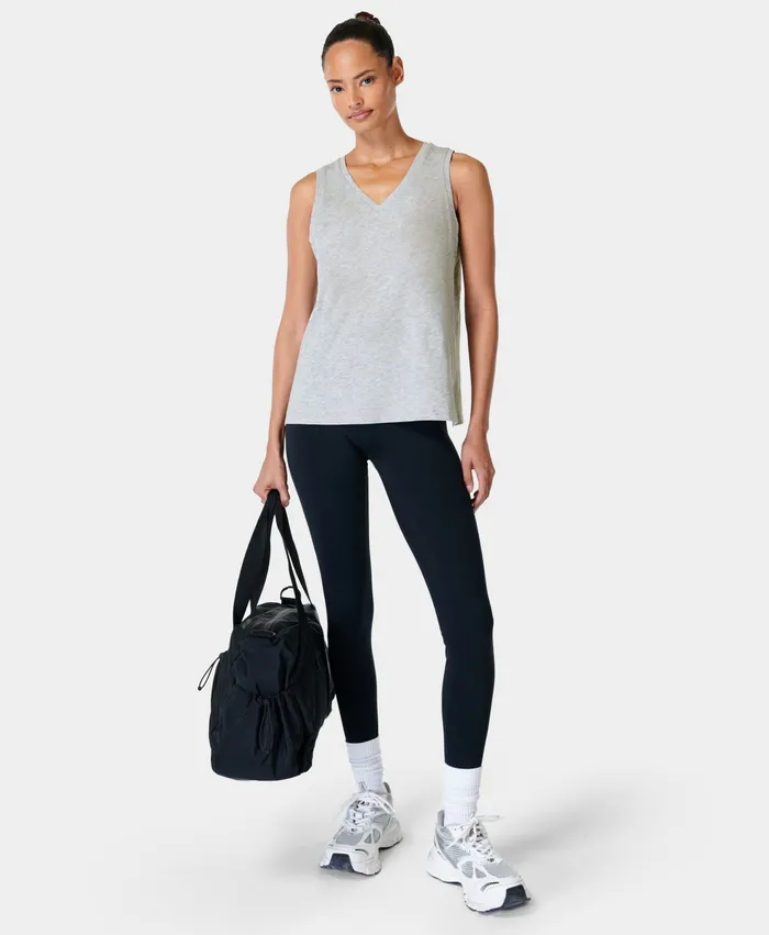 Women Sweaty Betty Refresh Side Split Vest Light Grey Marl Vest Tops