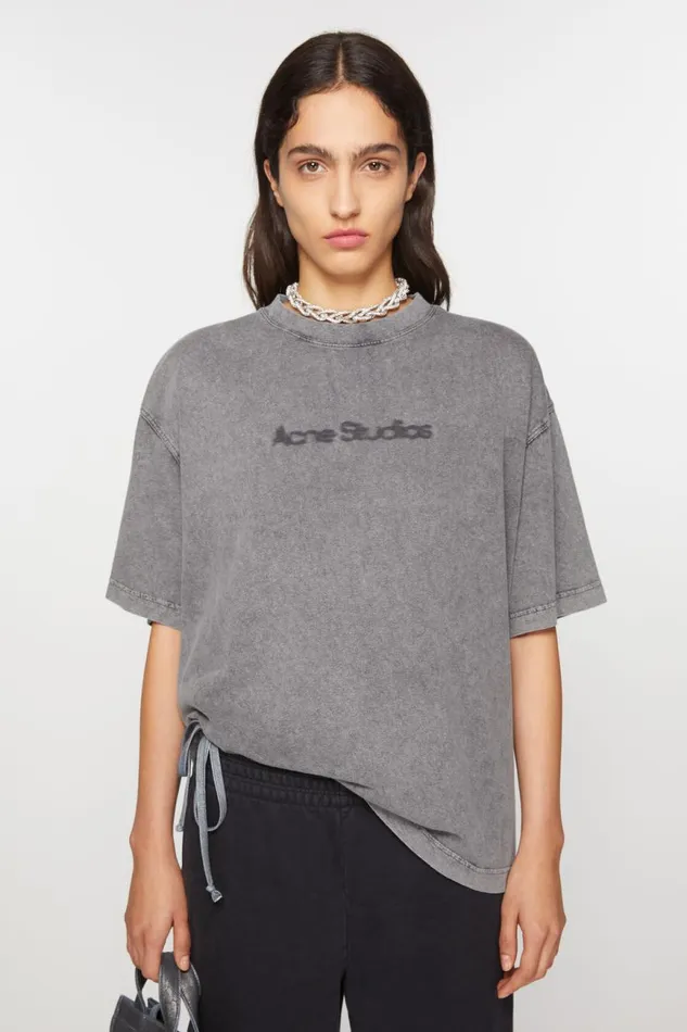 Women Tshirt Faded Logo 8211 Relaxed Fit Faded Grey Acne Studios Tshirts