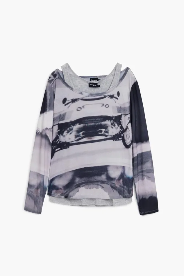 Women Tshirts Desigual Car Print Tshirt