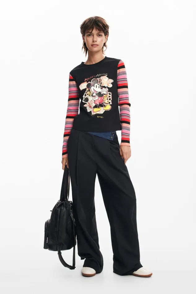 Women Tshirts Desigual Long Sleeve Mickey Tshirt