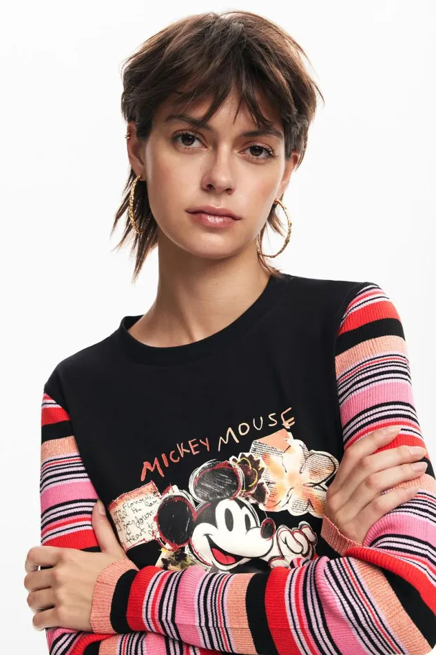 Women Tshirts Desigual Long Sleeve Mickey Tshirt