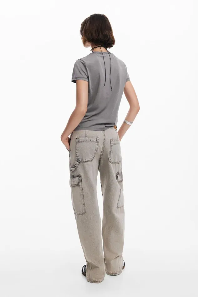 Women Tshirts Desigual Slim Rhinestone Tshirt
