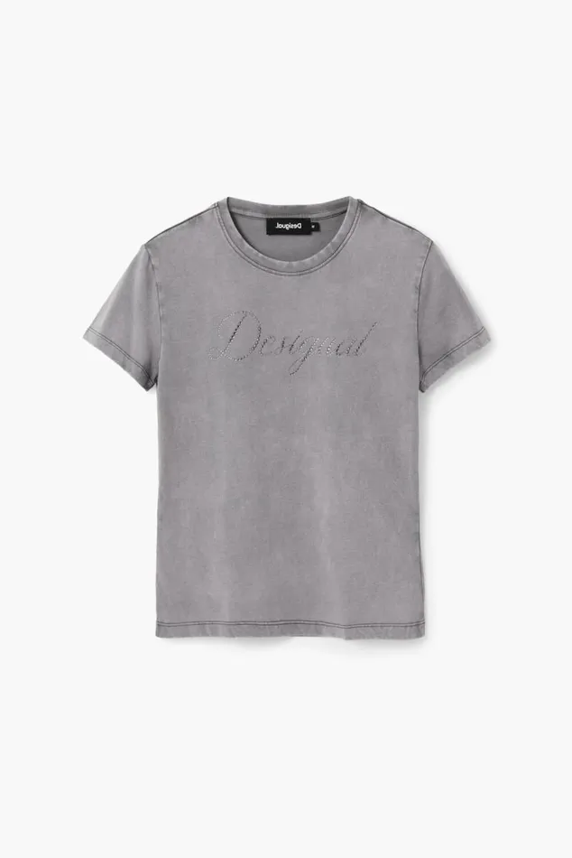 Women Tshirts Desigual Slim Rhinestone Tshirt