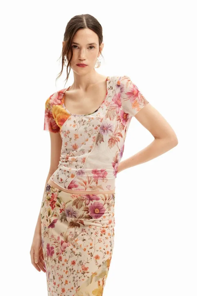 Women Tshirts Desigual Tulle Flower Tshirt