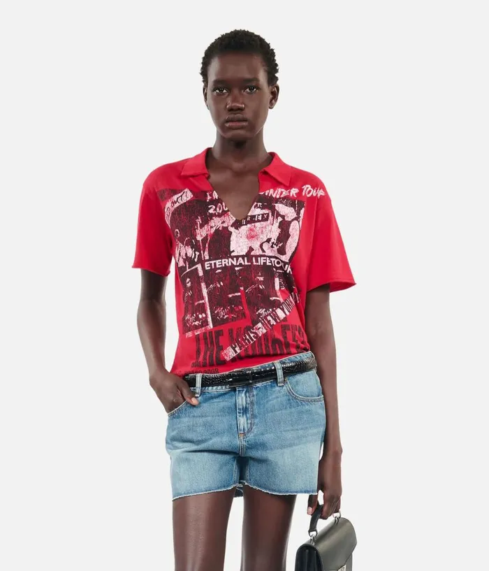 Women Tshirts THE KOOPLES Red Eternal Life Tour Serigraphy Tshirt Women Tshirts THE KOOPLES Red Eternal Life Tour Serigraphy Tshirt