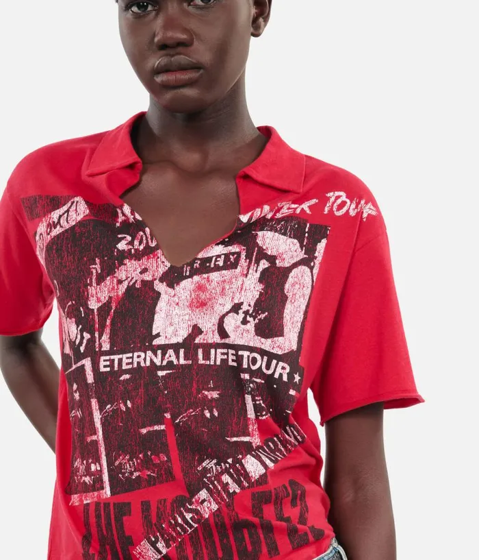 Women Tshirts THE KOOPLES Red Eternal Life Tour Serigraphy Tshirt Women Tshirts THE KOOPLES Red Eternal Life Tour Serigraphy Tshirt
