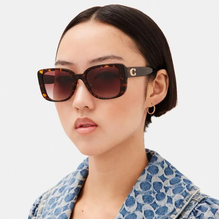 Women Tabby Oversized Square Sunglasses Dark Tortoise Coach Eyewear