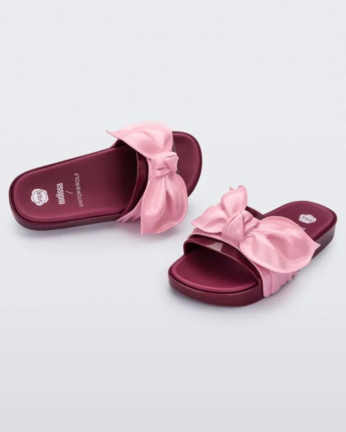 Women Tie Beach Redpink Melissa Slides