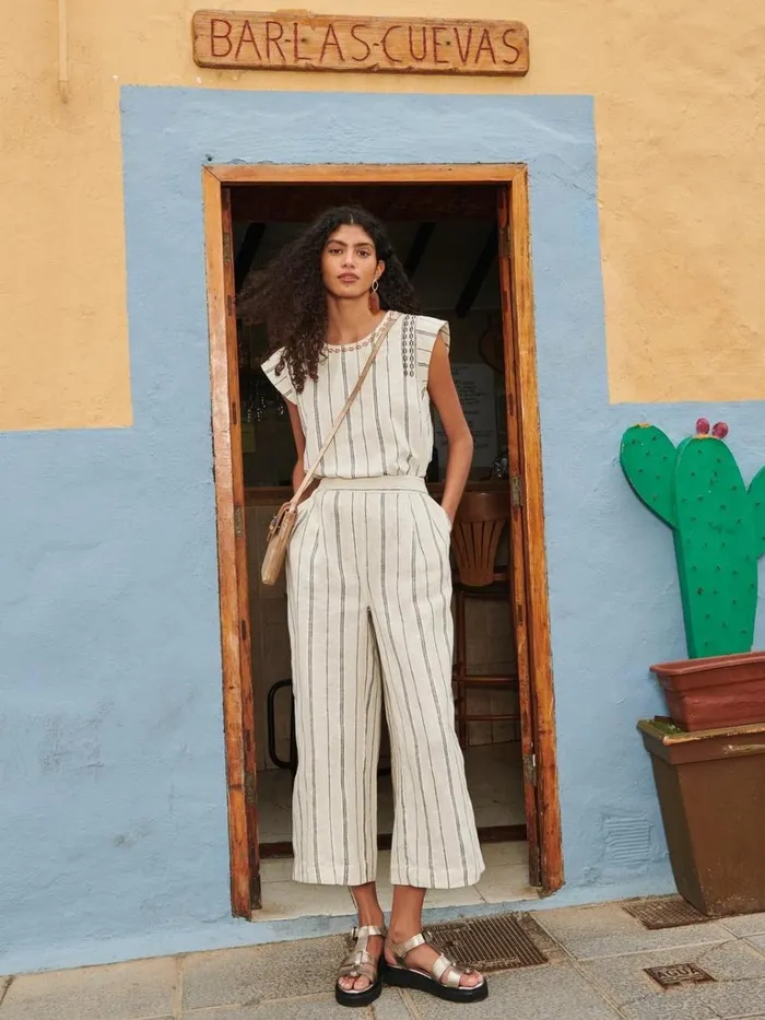 Women TOPS and TEES White Stuff Carla Stripe Linen Blend Top Natural Multi Women TOPS and TEES White Stuff Carla Stripe Linen Blend Top Natural Multi