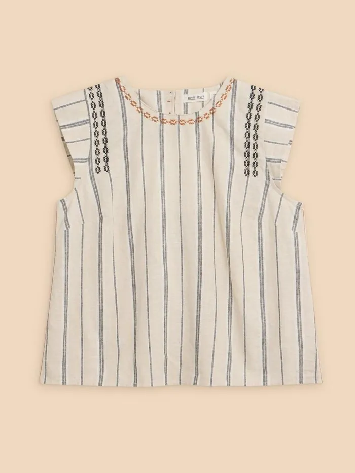 Women TOPS and TEES White Stuff Carla Stripe Linen Blend Top Natural Multi Women TOPS and TEES White Stuff Carla Stripe Linen Blend Top Natural Multi