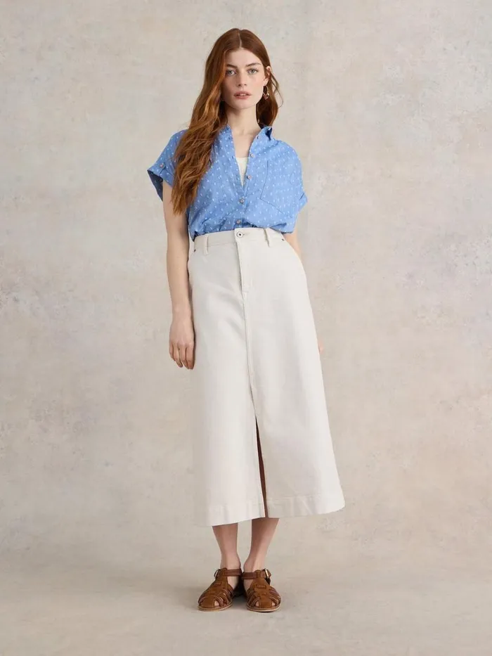 Women TOPS and TEES White Stuff Ellie Organic Cotton Shirt Blue Multi