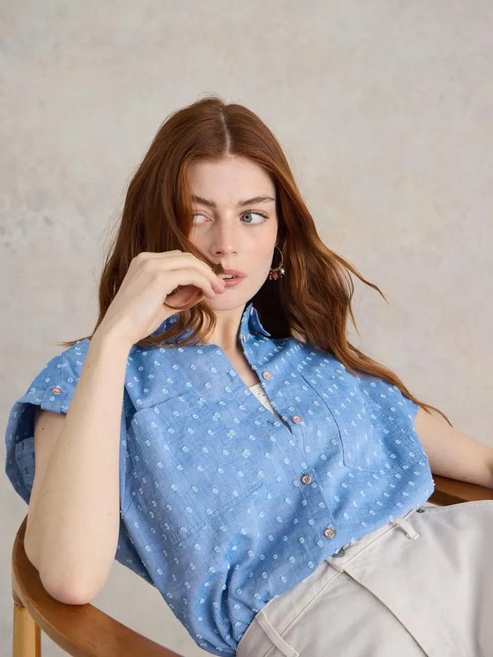 Women TOPS and TEES White Stuff Ellie Organic Cotton Shirt Blue Multi Women TOPS and TEES White Stuff Ellie Organic Cotton Shirt Blue Multi