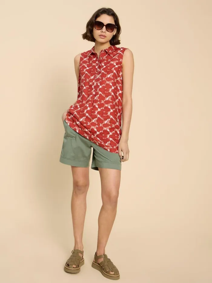 Women TOPS and TEES White Stuff Evelyn Sleeveless Linen Tunic Red Print Women TOPS and TEES White Stuff Evelyn Sleeveless Linen Tunic Red Print