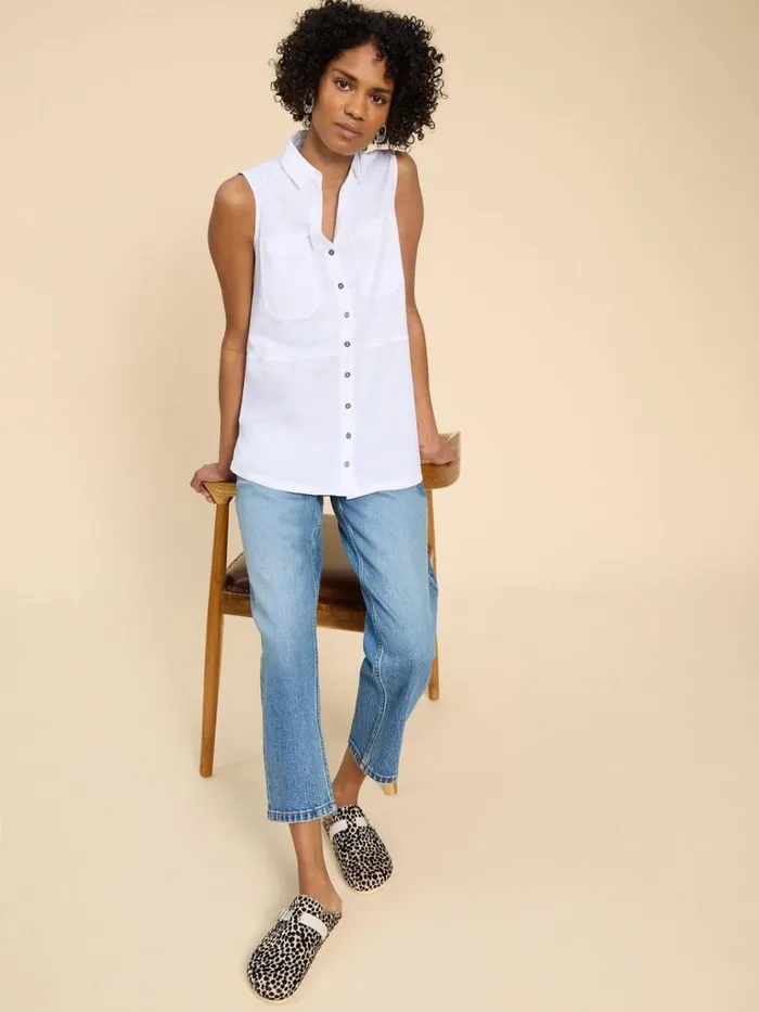 Women TOPS and TEES White Stuff MELANIE MIX LONGLINE SHIRT Natural White