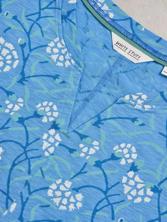 Women TOPS and TEES White Stuff NELLY NOTCH NECK COTTON TEE Blue Print Women TOPS and TEES White Stuff NELLY NOTCH NECK COTTON TEE Blue Print