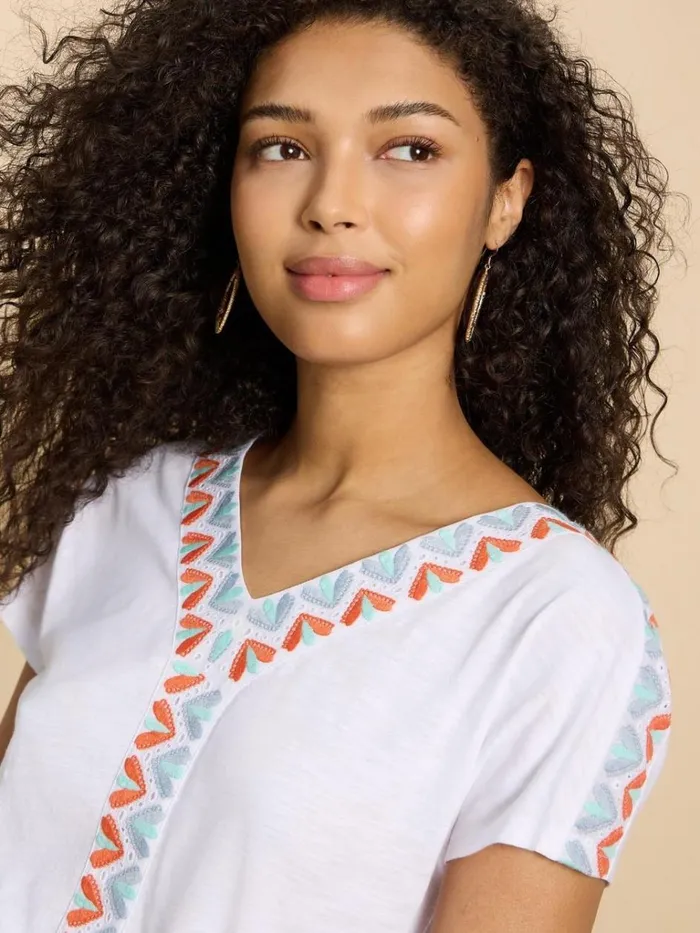 Women TOPS and TEES White Stuff NEVA EMBROIDERED TOP White Multi