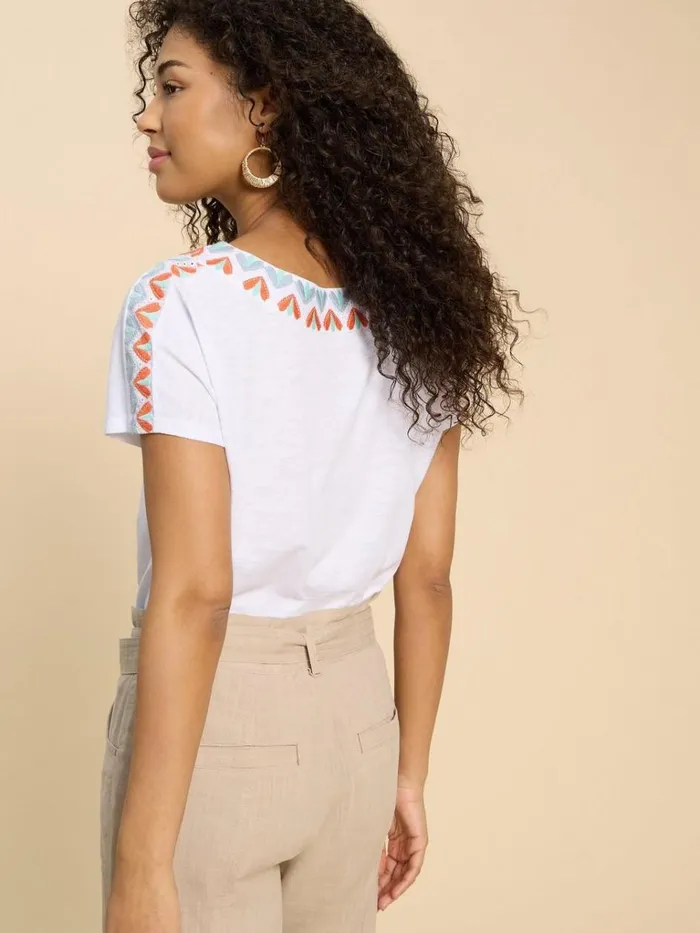 Women TOPS and TEES White Stuff NEVA EMBROIDERED TOP White Multi Women TOPS and TEES White Stuff NEVA EMBROIDERED TOP White Multi