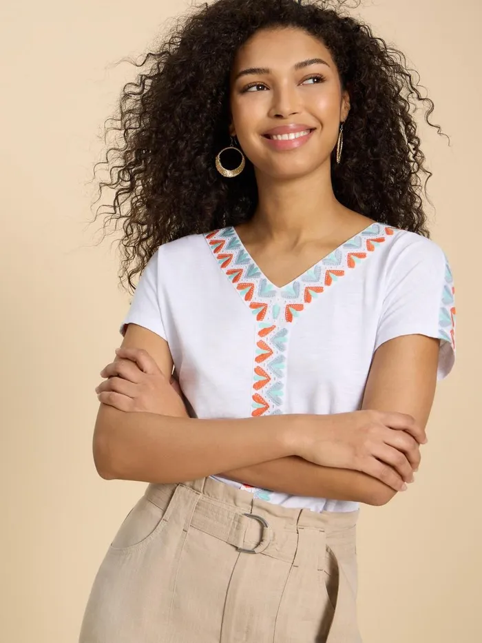 Women TOPS and TEES White Stuff NEVA EMBROIDERED TOP White Multi Women TOPS and TEES White Stuff NEVA EMBROIDERED TOP White Multi