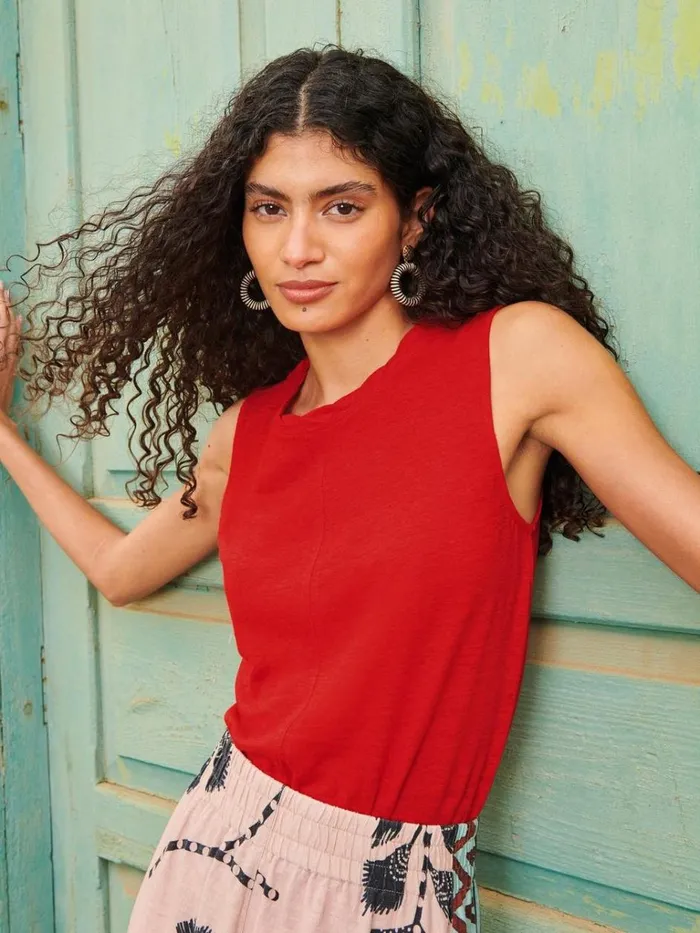 Women TOPS and TEES White Stuff RYLEE LINEN VEST Bright Red Women TOPS and TEES White Stuff RYLEE LINEN VEST Bright Red
