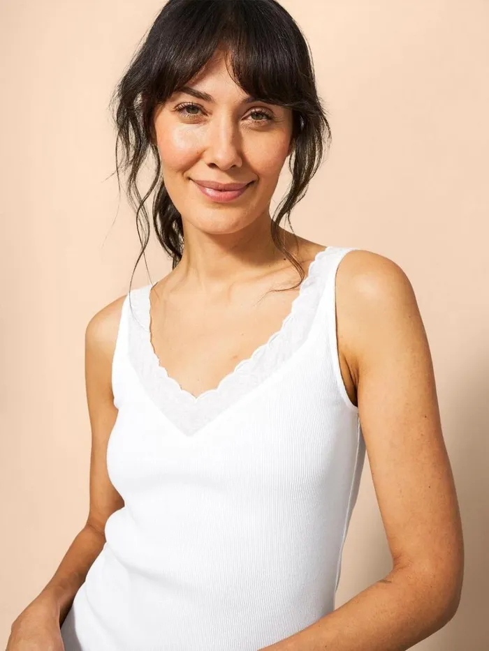 Women TOPS and TEES White Stuff SEABREEZE V NECK VEST Brilliant White